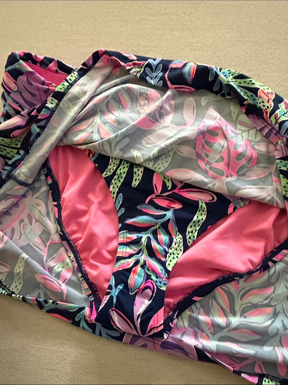 Lilly Pulitzer Navy Tropical Print Swim Skirt with Pink & Green Accents - Picture 3 of 3
